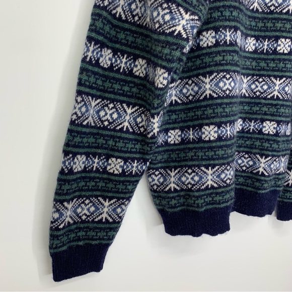 Vintage Columbia Men’s 100% Wool Fair Isle Sweater V-Neck Fuzzy Stripe Sz Large - Picture 9 of 16